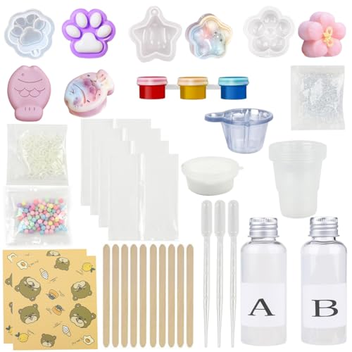 HASTHIP® DIY Jelly Toy Silicone Mold Kit 3D Cute Squishy Toy Making Kit Soft Silicone Jelly Kit Includes Tools & Accessories DIY Squishy Toy Supplies Kit for Kids & Adults Gift for Kids HASTHIP® DIY Jelly Toy Silicone Mold Kit 3D Cute Squishy Toy Making Kit Soft Silicone Jelly Kit Includes Tools & Accessories DIY Squishy Toy Supplies Kit for Kids & Adults Gift for Kids